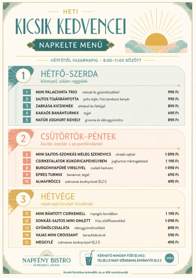 Weekly Board Clean kids-menu menu template preview