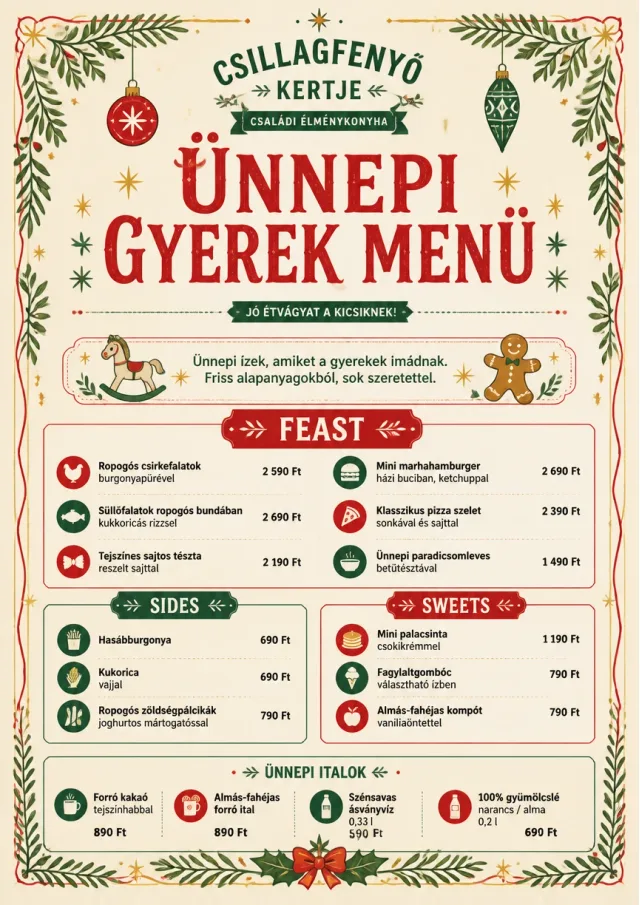 Holiday Table Card kids-menu menu template preview