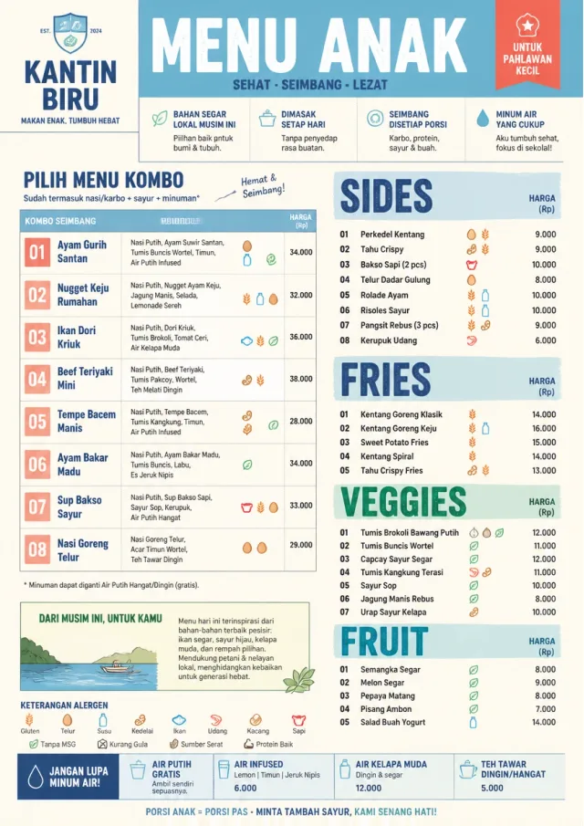 School Canteen kids-menu menu template preview