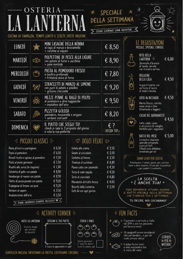 Chalkboard Specials Week kids-menu menu template preview