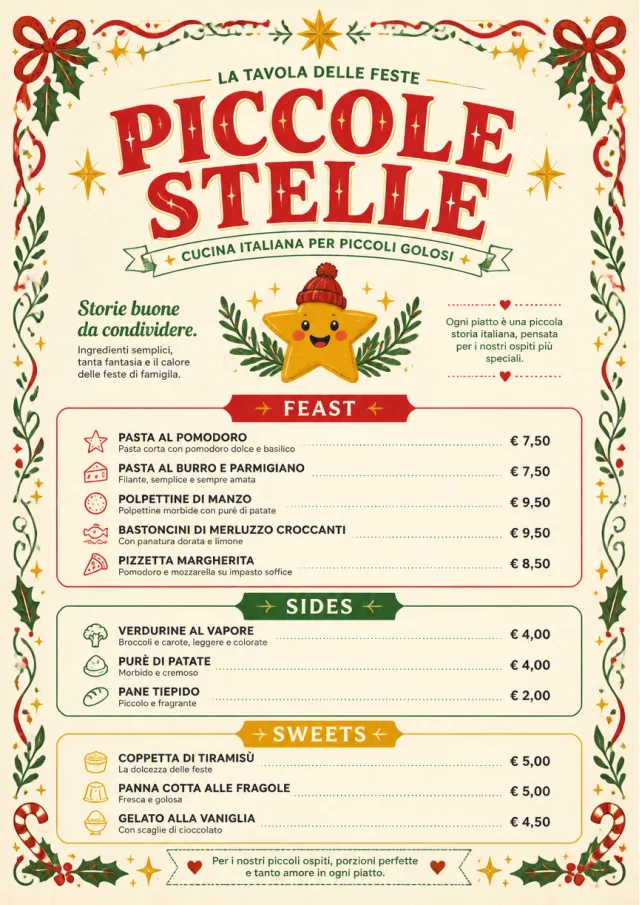 Holiday Table Card kids-menu menu template preview