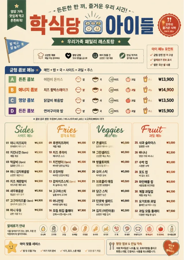 School Canteen kids-menu menu template preview