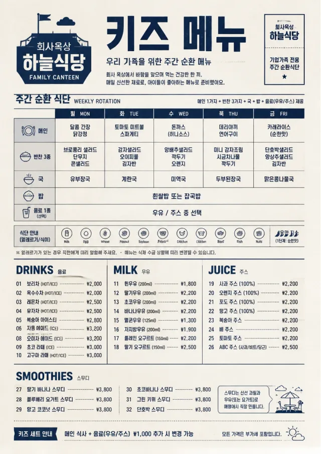 Corporate Canteen kids-menu menu template preview
