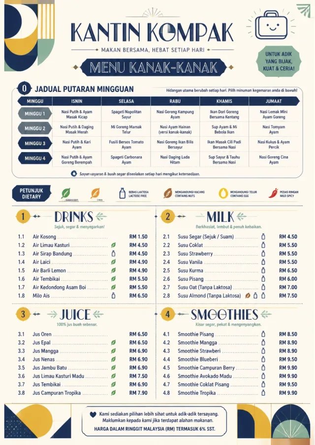 Corporate Canteen kids-menu menu template preview