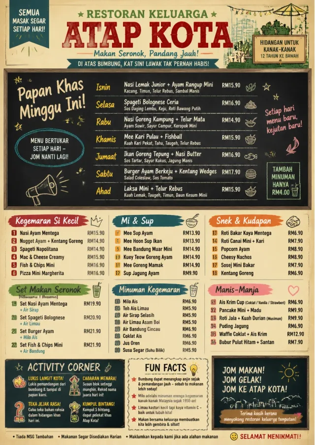 Chalkboard Specials Week kids-menu menu template preview