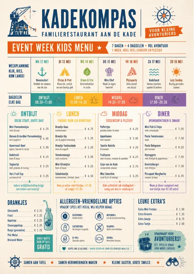 Event Week Schedule kids-menu menu template preview