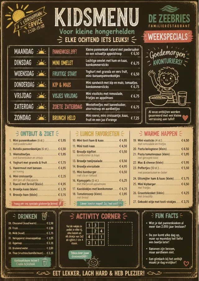 Chalkboard Specials Week kids-menu menu template preview