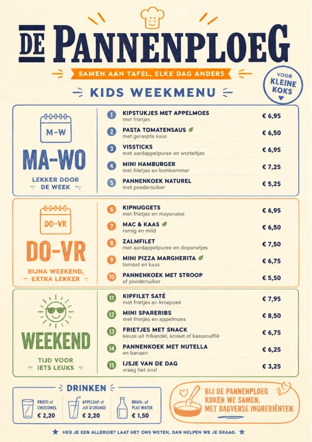 Weekly Board Clean kids-menu menu template preview