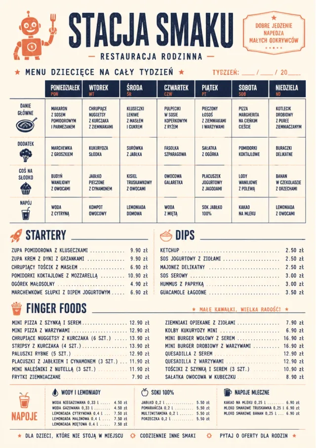 Weekly Grid kids-menu menu template preview