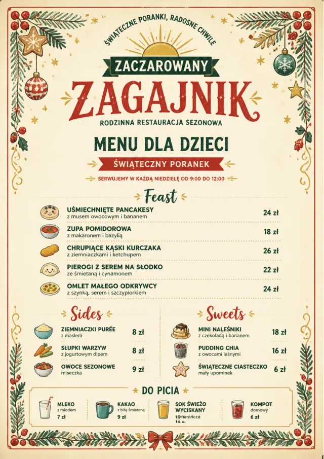 Holiday Table Card kids-menu menu template preview