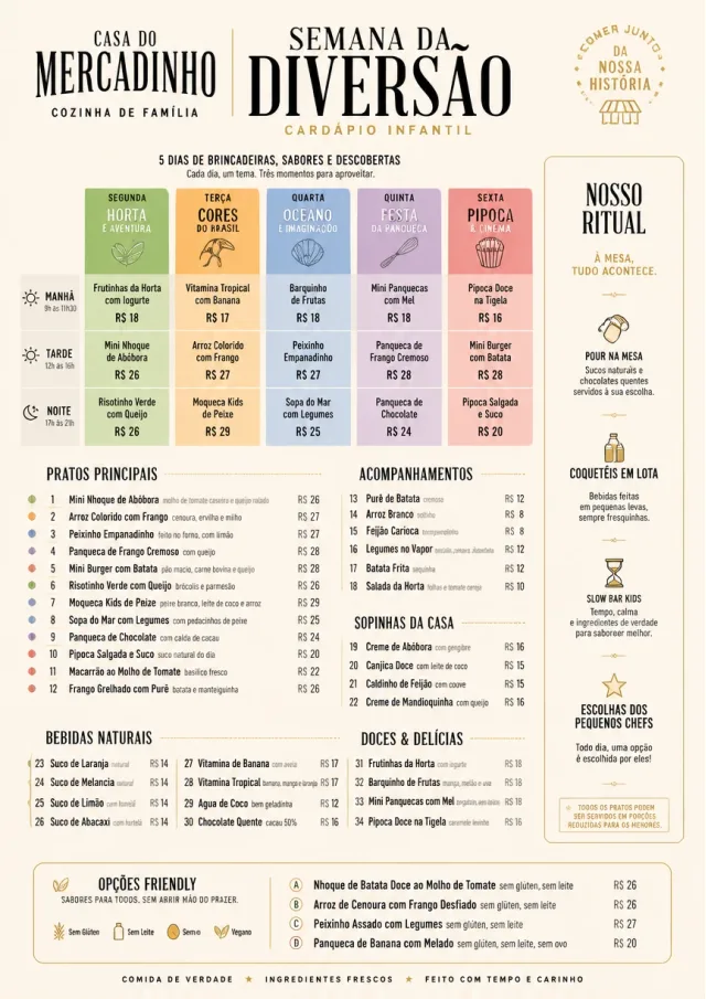 Event Week Schedule kids-menu menu template preview