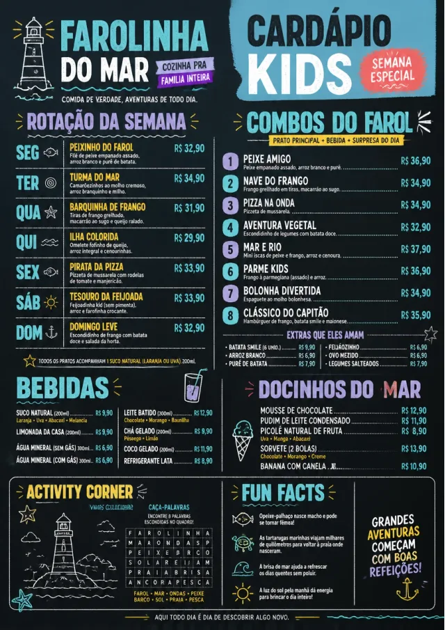 Chalkboard Specials Week kids-menu menu template preview