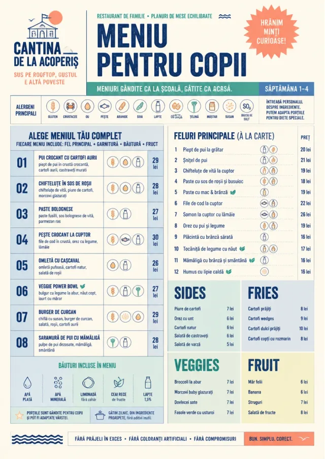 School Canteen kids-menu menu template preview