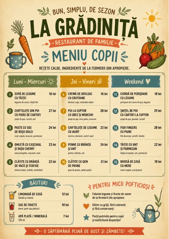 Weekly Board Clean kids-menu menu template preview