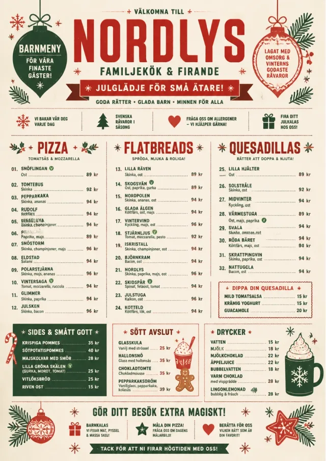 Holiday Festive kids-menu menu template preview