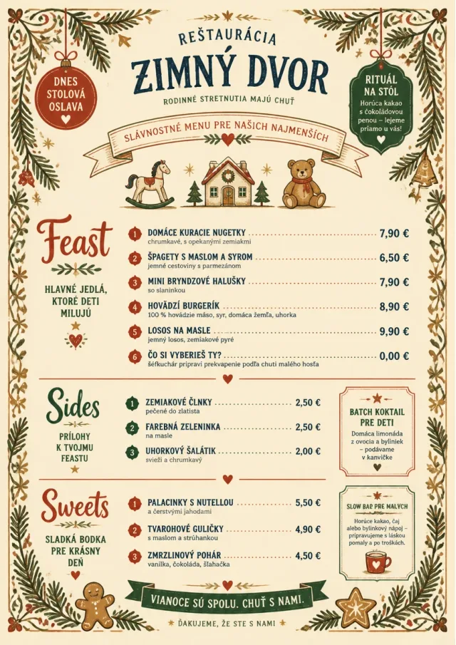 Holiday Table Card kids-menu menu template preview