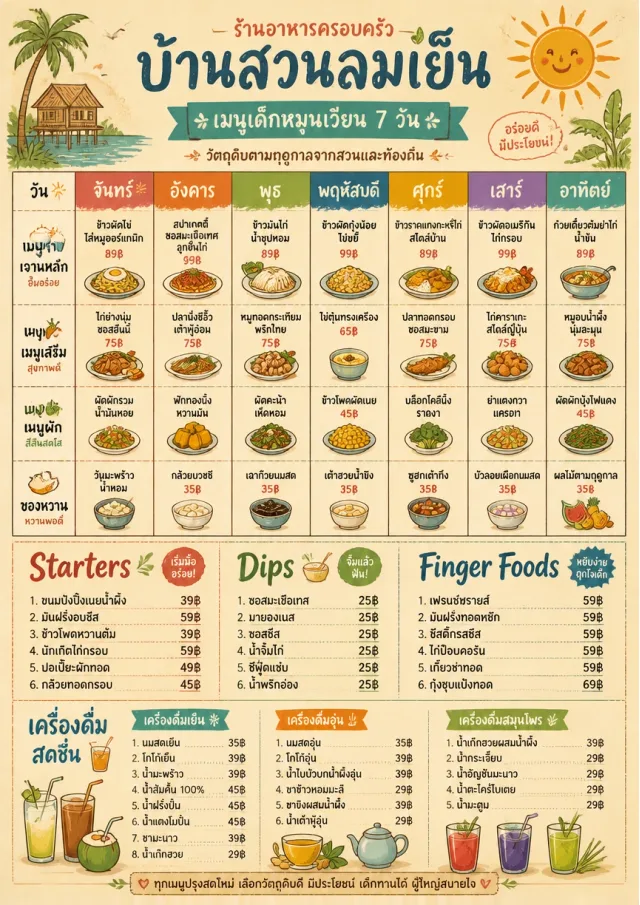 Weekly Grid kids-menu menu template preview