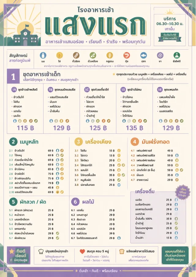 School Canteen kids-menu menu template preview