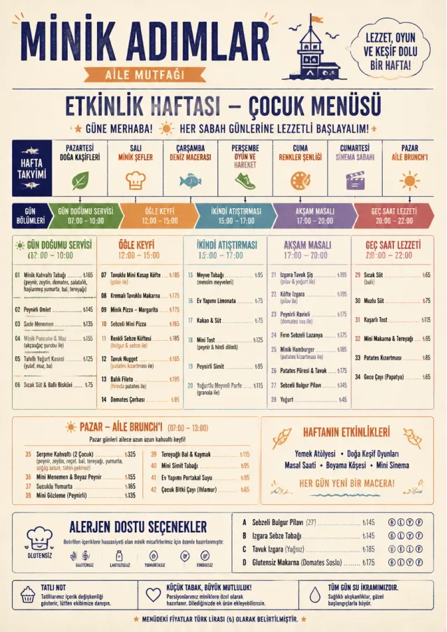 Event Week Schedule kids-menu menu template preview