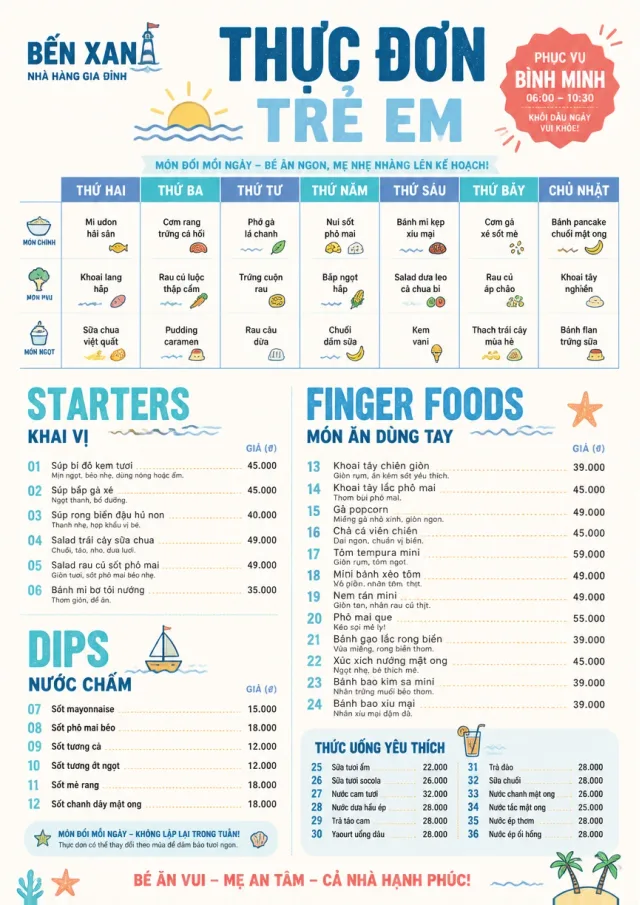 Weekly Grid kids-menu menu template preview