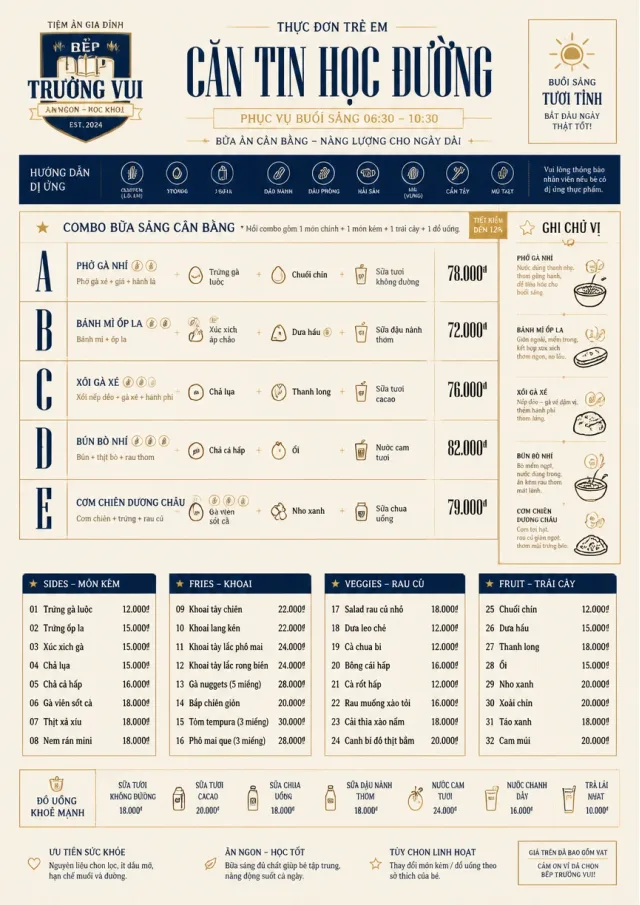 School Canteen kids-menu menu template preview