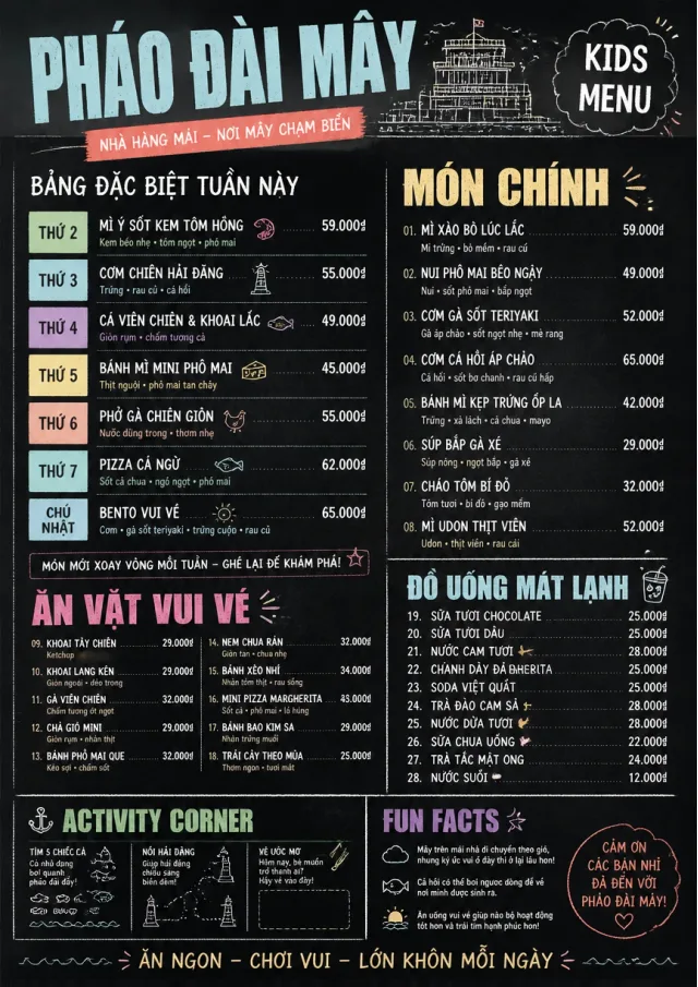 Chalkboard Specials Week kids-menu menu template preview