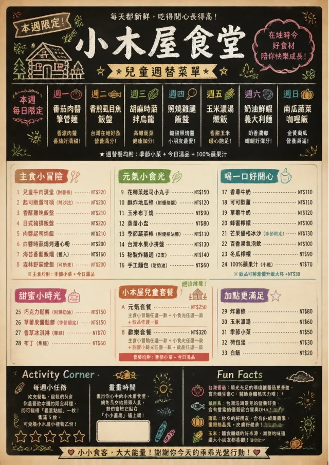 Chalkboard Specials Week kids-menu menu template preview