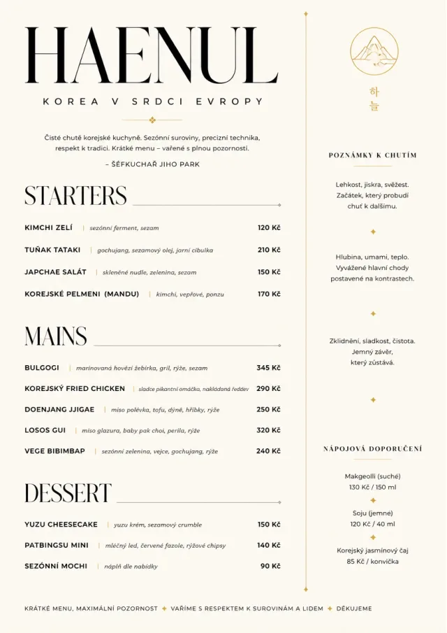 Chef Carte Brève korean-menu menu template preview