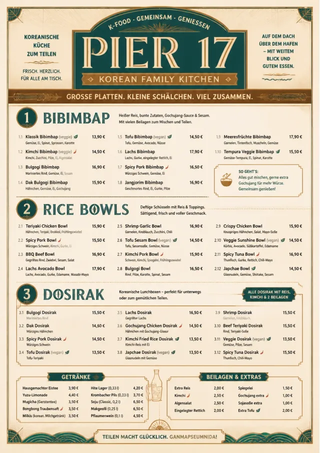 Family Style Feast korean-menu menu template preview