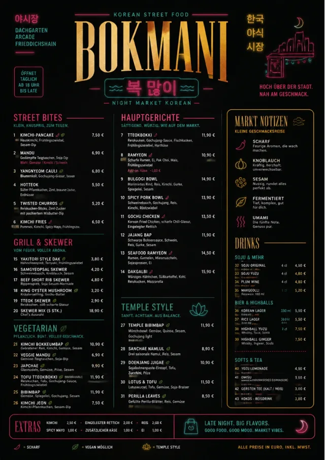Night Market Neon korean-menu menu template preview