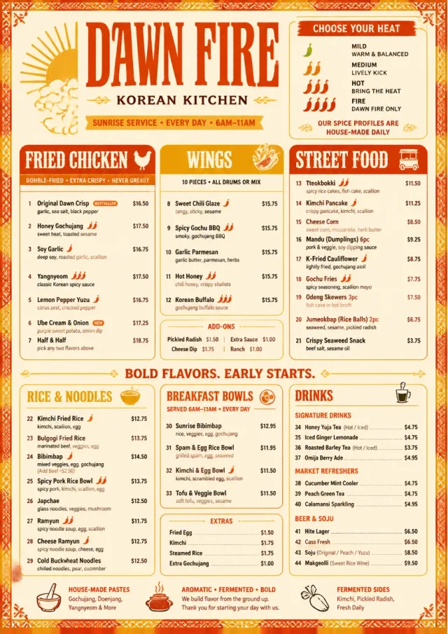 Spice Market Bold korean-menu menu template preview