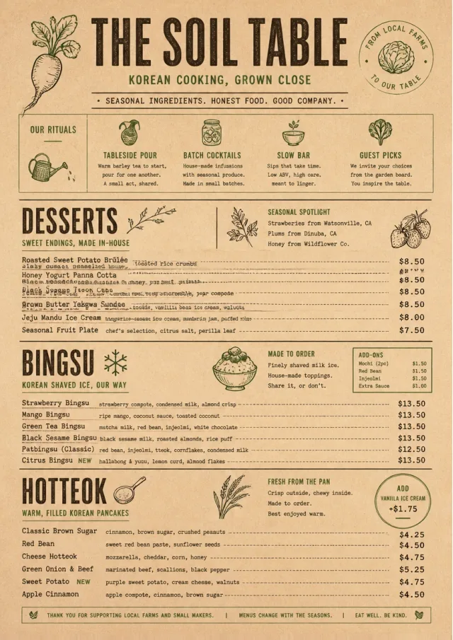 Farm Table Rustic korean-menu menu template preview
