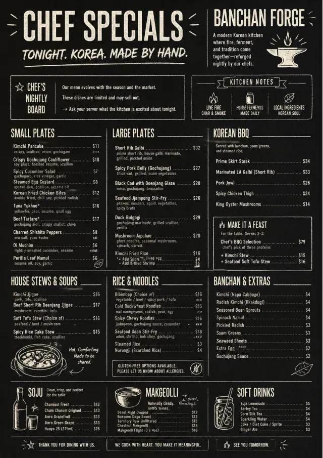Chef Specials Board korean-menu menu template preview