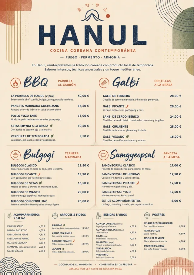 Modern Fusion korean-menu menu template preview