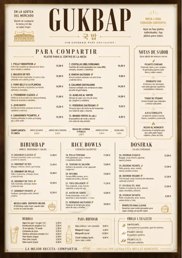 Family Style Feast korean-menu menu template preview
