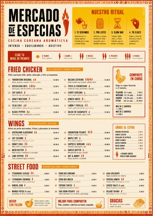 Spice Market Bold korean-menu menu template preview