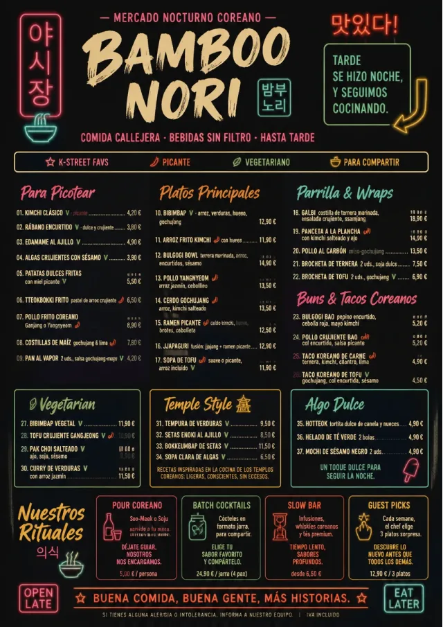 Night Market Neon korean-menu menu template preview