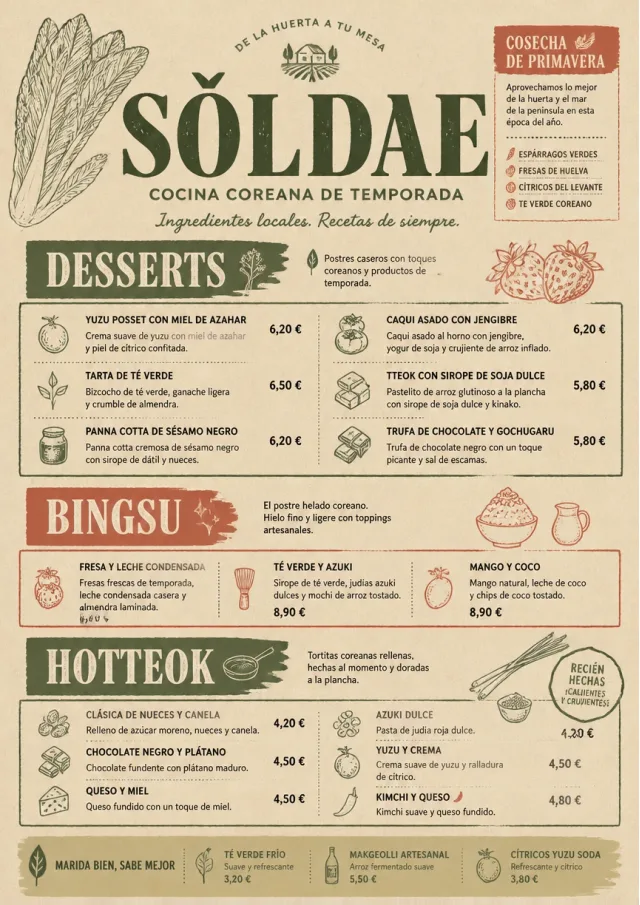 Farm Table Rustic korean-menu menu template preview