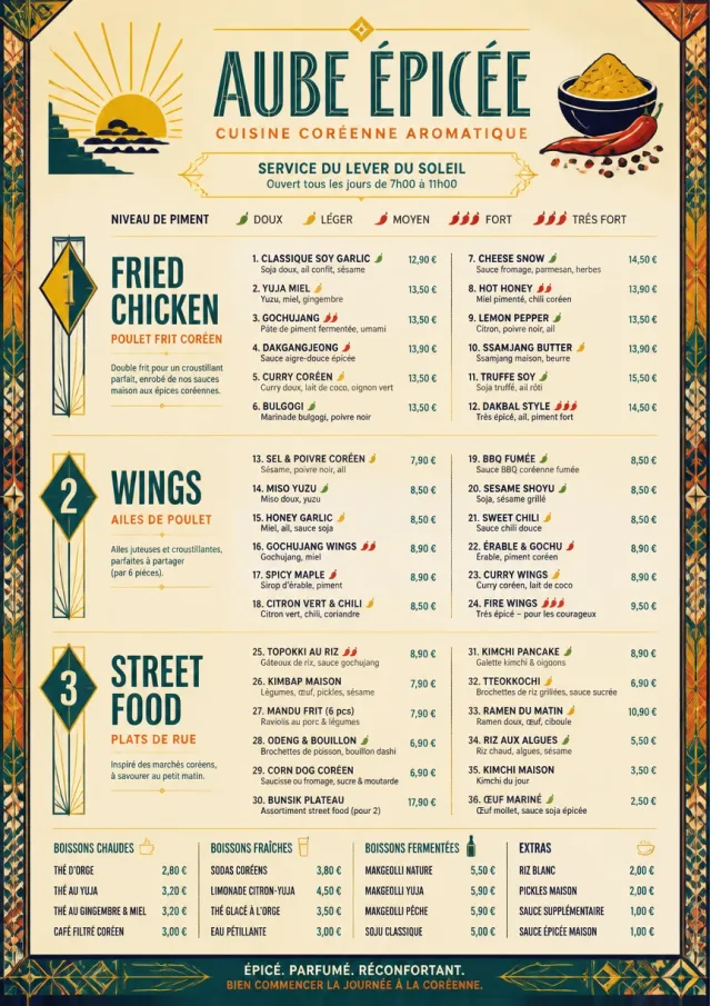 Spice Market Bold korean-menu menu template preview