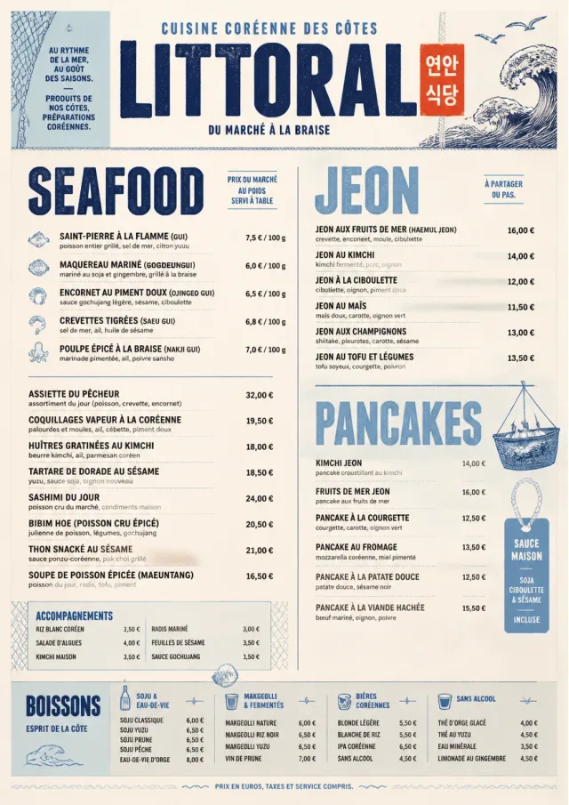Coastal Regional korean-menu menu template preview