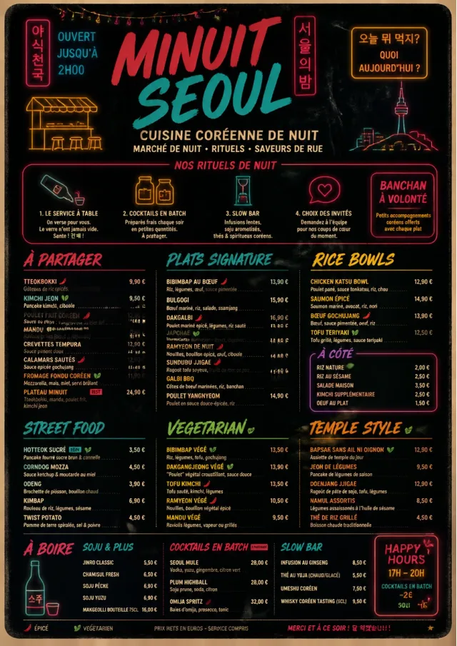 Night Market Neon korean-menu menu template preview