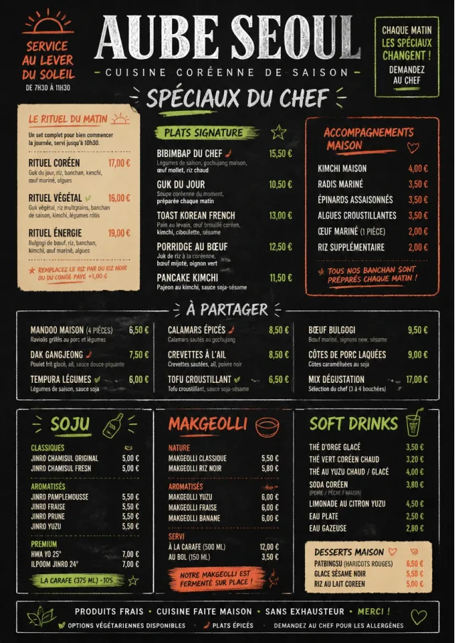 Chef Specials Board korean-menu menu template preview