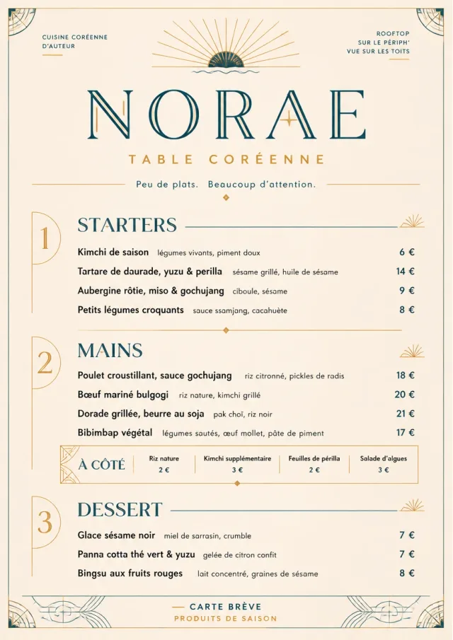 Chef Carte Brève korean-menu menu template preview