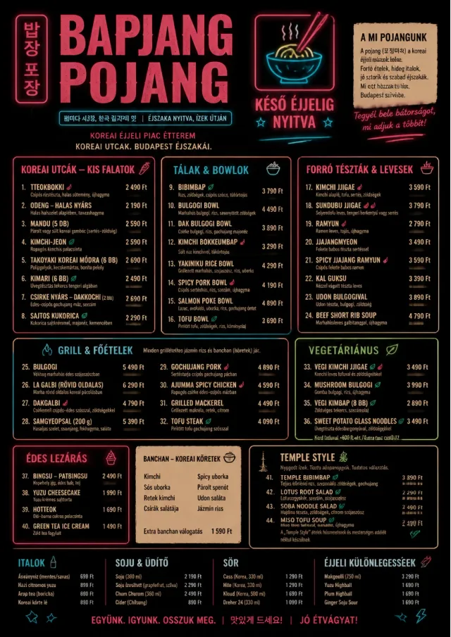 Night Market Neon korean-menu menu template preview