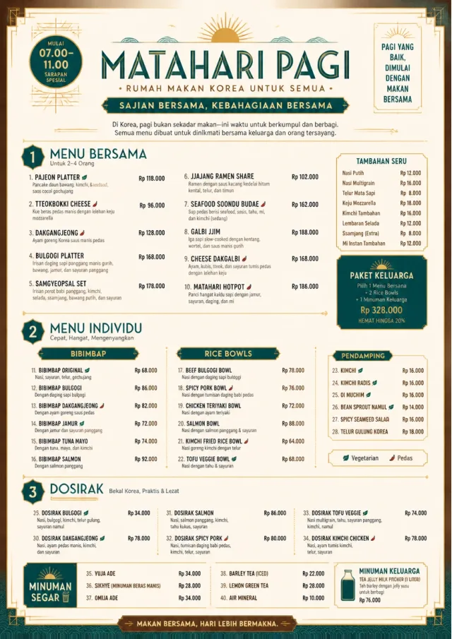 Family Style Feast korean-menu menu template preview