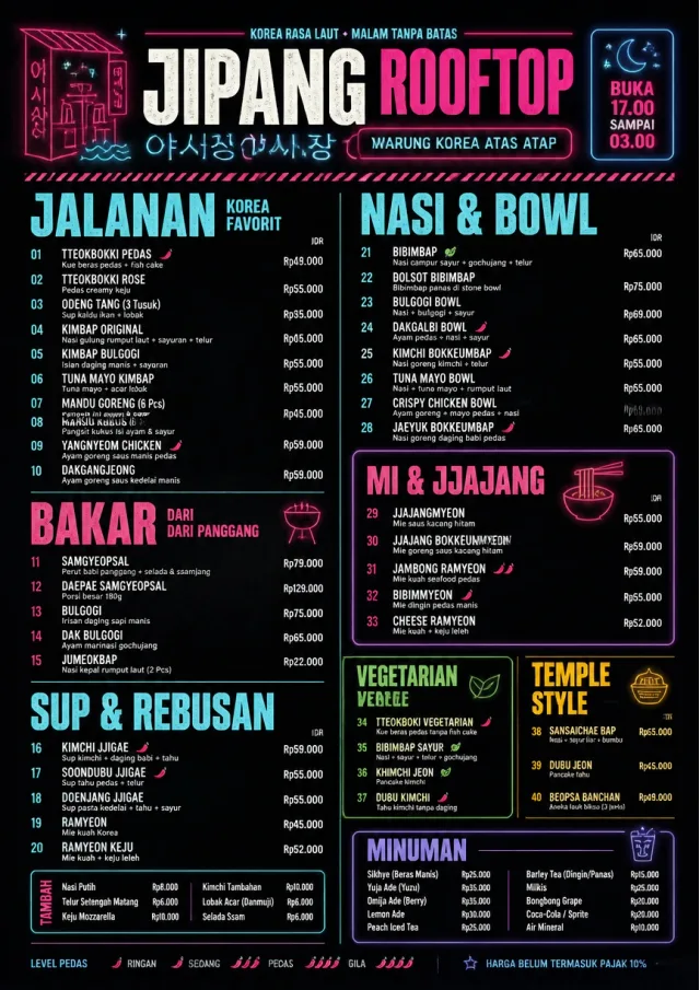 Night Market Neon korean-menu menu template preview