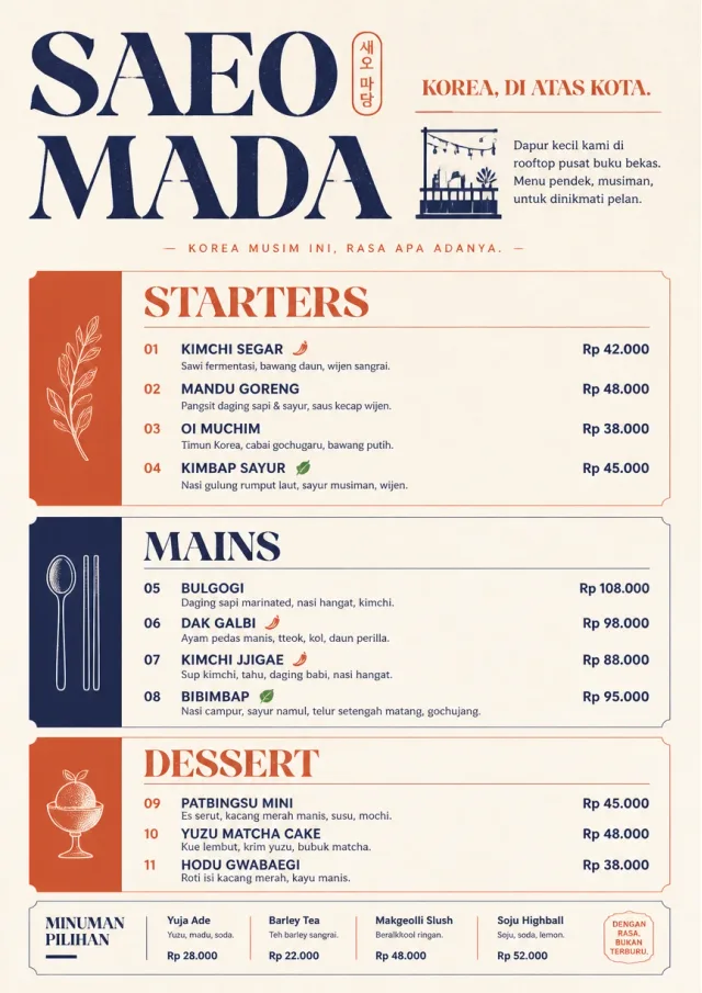 Chef Carte Brève korean-menu menu template preview