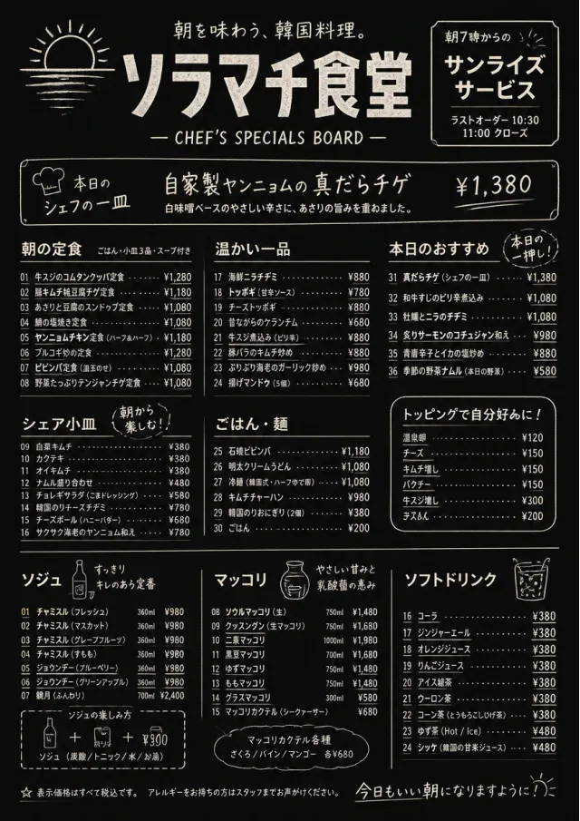 Chef Specials Board korean-menu menu template preview
