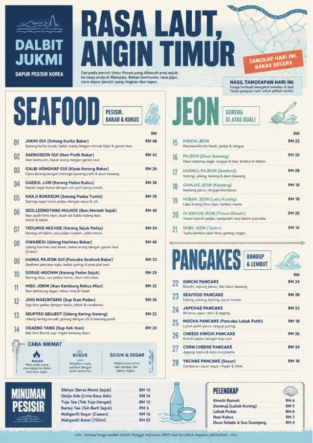 Coastal Regional korean-menu menu template preview