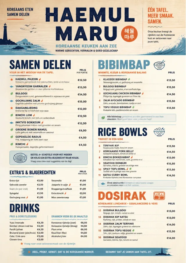 Family Style Feast korean-menu menu template preview